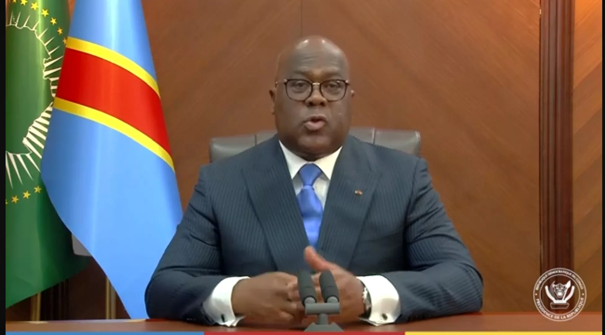 Félix Tshisekedi Président de la RDC prononçant son discours à la nation en marge de la fête nationale de l'indépendance