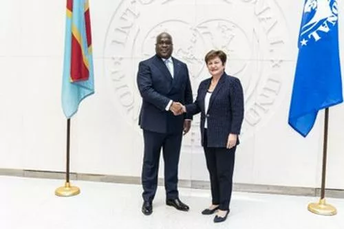 Le Président Tshisekedi a rencontré la directrice générale du FMI, Kristalina Georgieva. Photo Présidence de la RDC.