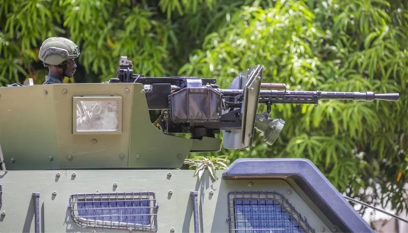 Un militaire rwandais à Palma, dans la province de Cabo Delgado, au Mozambique, en décembre 2023. © Cyrile Ndegeya/Anadolu via ADP