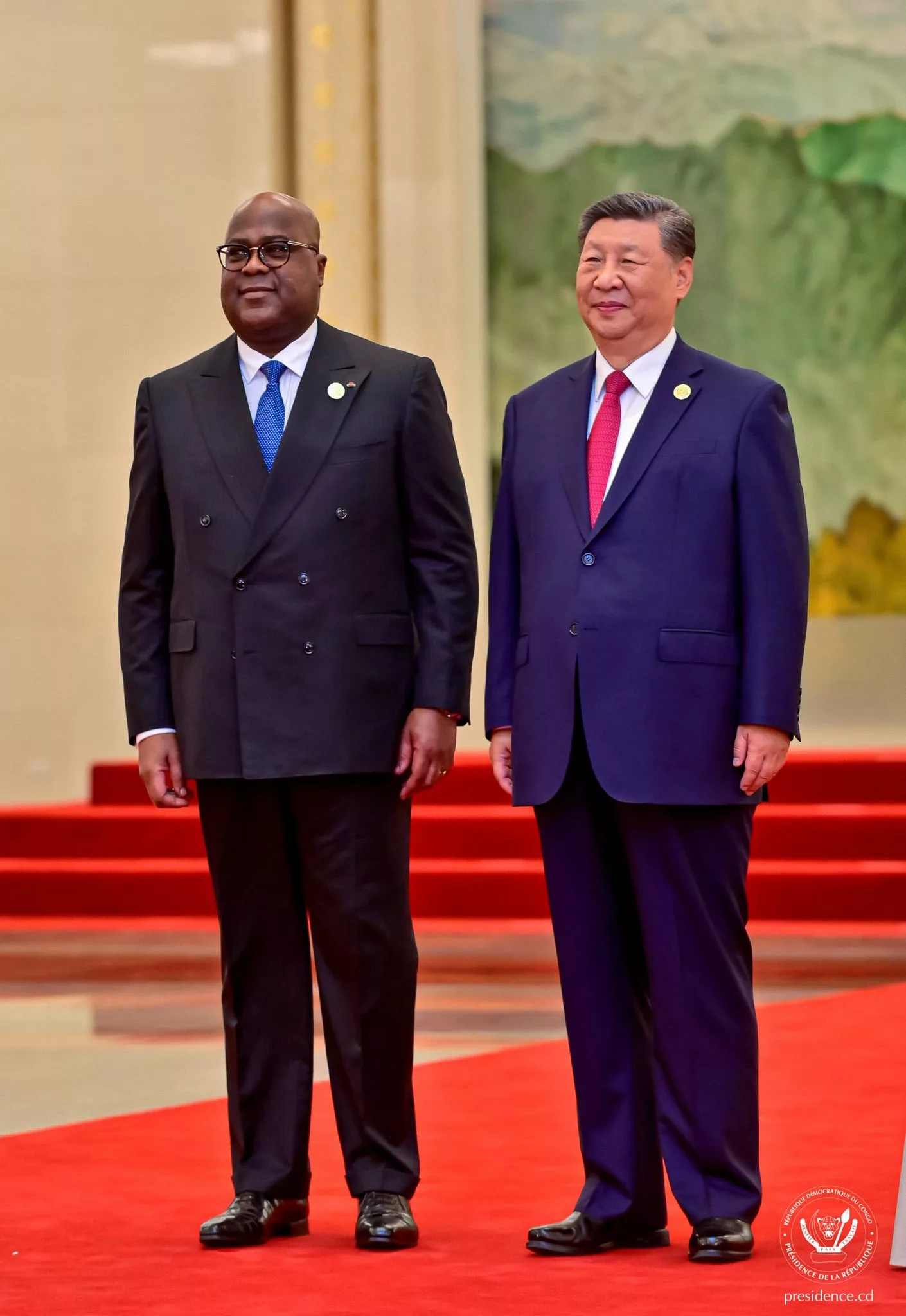 Le Président de la RDC Félix Tshisekedi et son homologue de la République populaire de Chine le Président Xi Jinping.