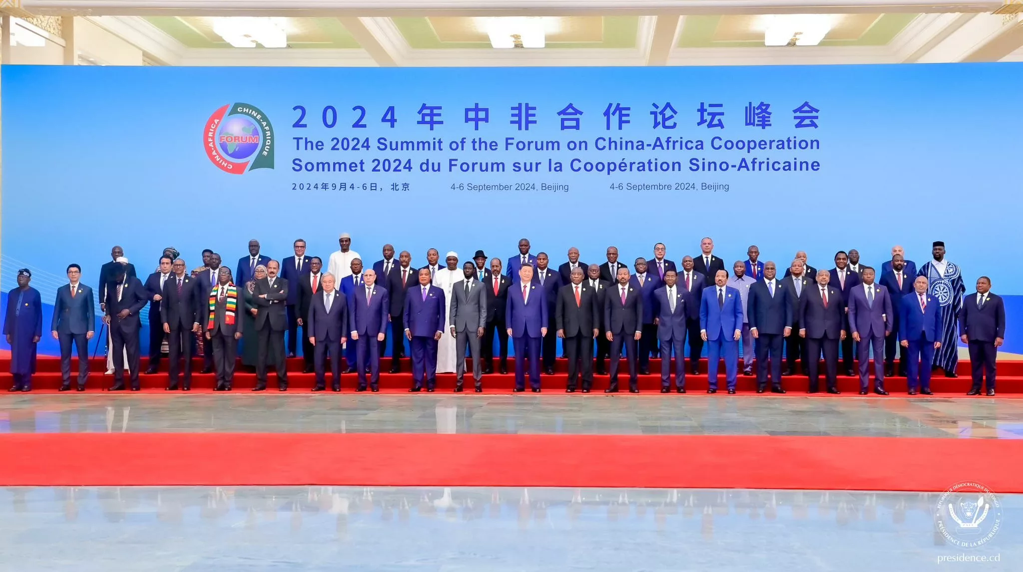 photo de famille de famille des Chefs d'Etats à la cérémonie officielle d’ouverture du 9ème Forum sur la coopération Chine-Afrique