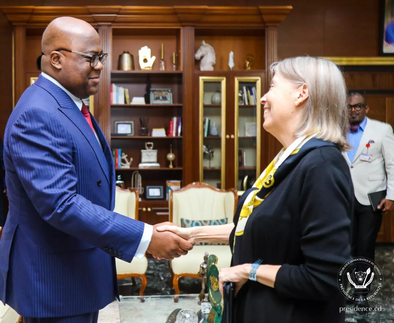 Le Président de la RDC Félix Tshisekedi et l'ambassadrice des États-Unis d'Amérique Lucy Tamlin