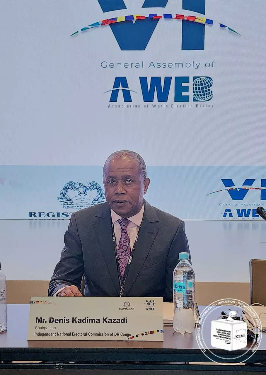 Dénis Kadima Kazadi Président de la CENI de RDC à l'assemblée générale de l'A-WEB