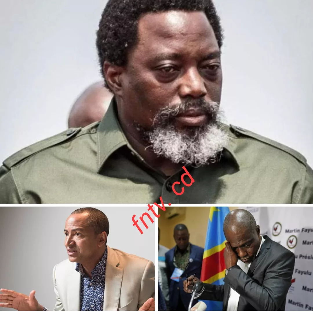 L'ancien Président de la RDC Joseph Kabila au dessus, Moïse Katumbi et Martin Fayulu en dessous. (Montage photo fntv.cd)