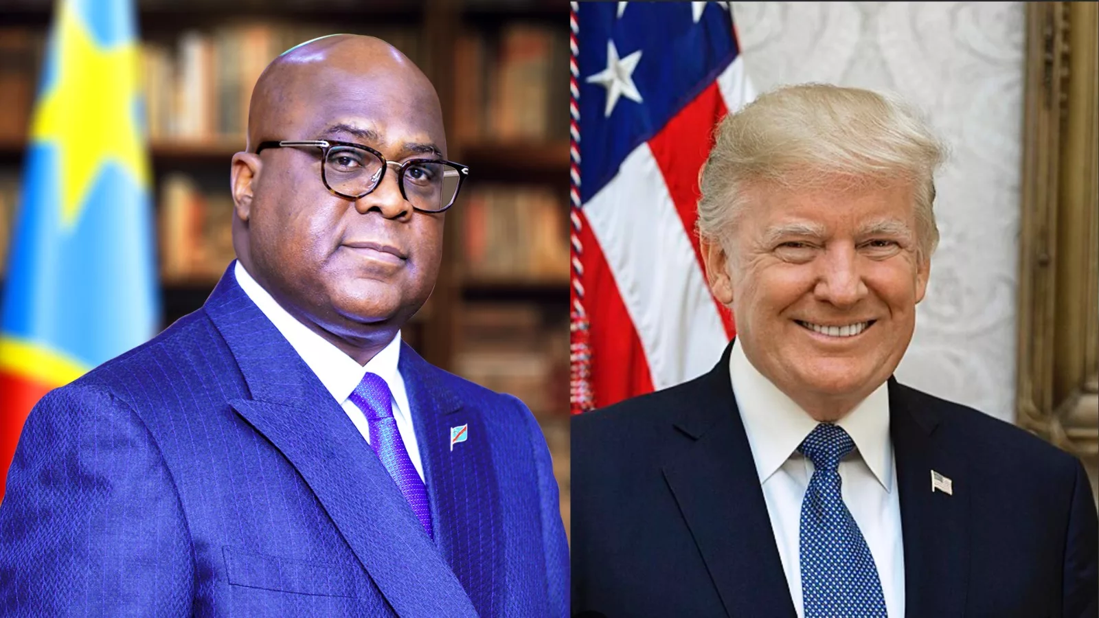 Le Président de la RDC Félix Tshisekedi et le Président des États-Unis Donald Trump. (Montage photo présidence RDC)