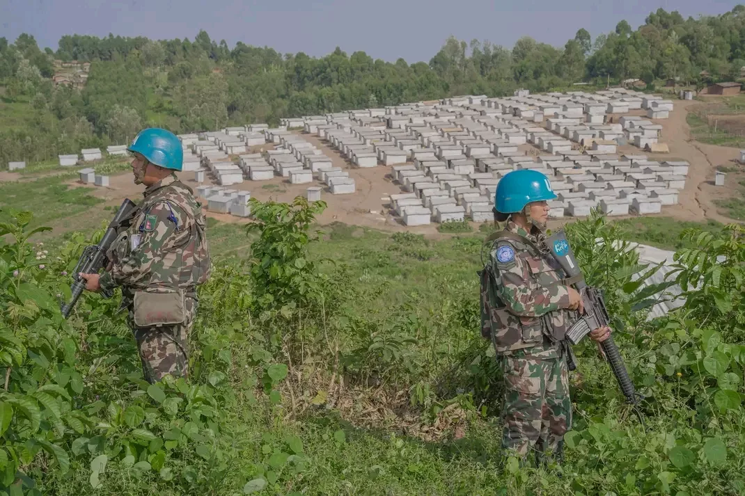 Deux casques bleus à Fataki dans le territoire de Djugu protégeant 10.000 déplacés internes