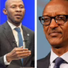De gauche à droite Le Ministre congolais de la communication et Médias Patrick Muyaya et le président rwandais Paul Kagame.